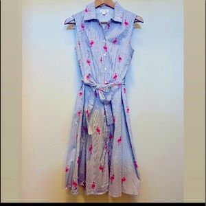 Chloe & Renee stripped flamingo 🦩 print shirt dress.